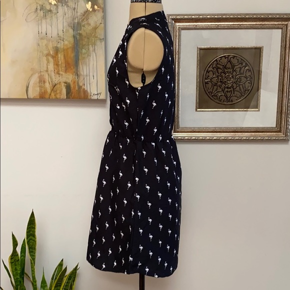 TWIK, Sleeveless Black dress with 🦩 print, M - Picture 2 of 6